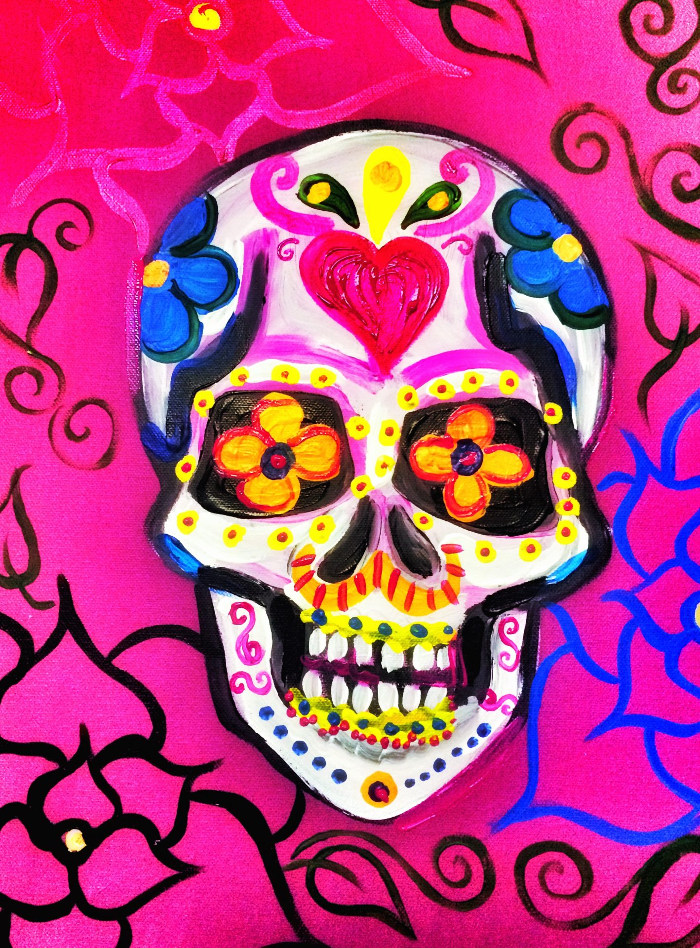 Artjamz Day Of The Dead Skull Painting Monroe Street Market